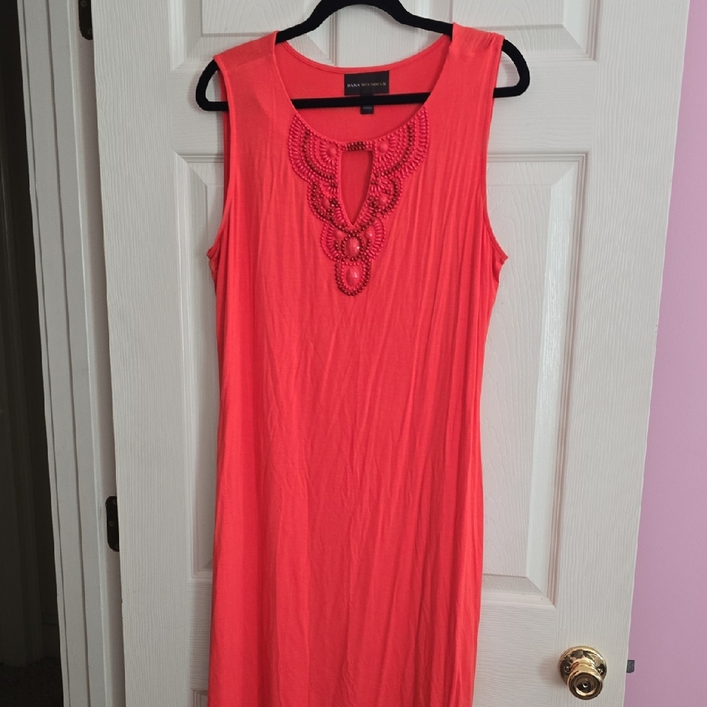 Dana Buchman Vibrant Coral Sleeveless Midi Dress